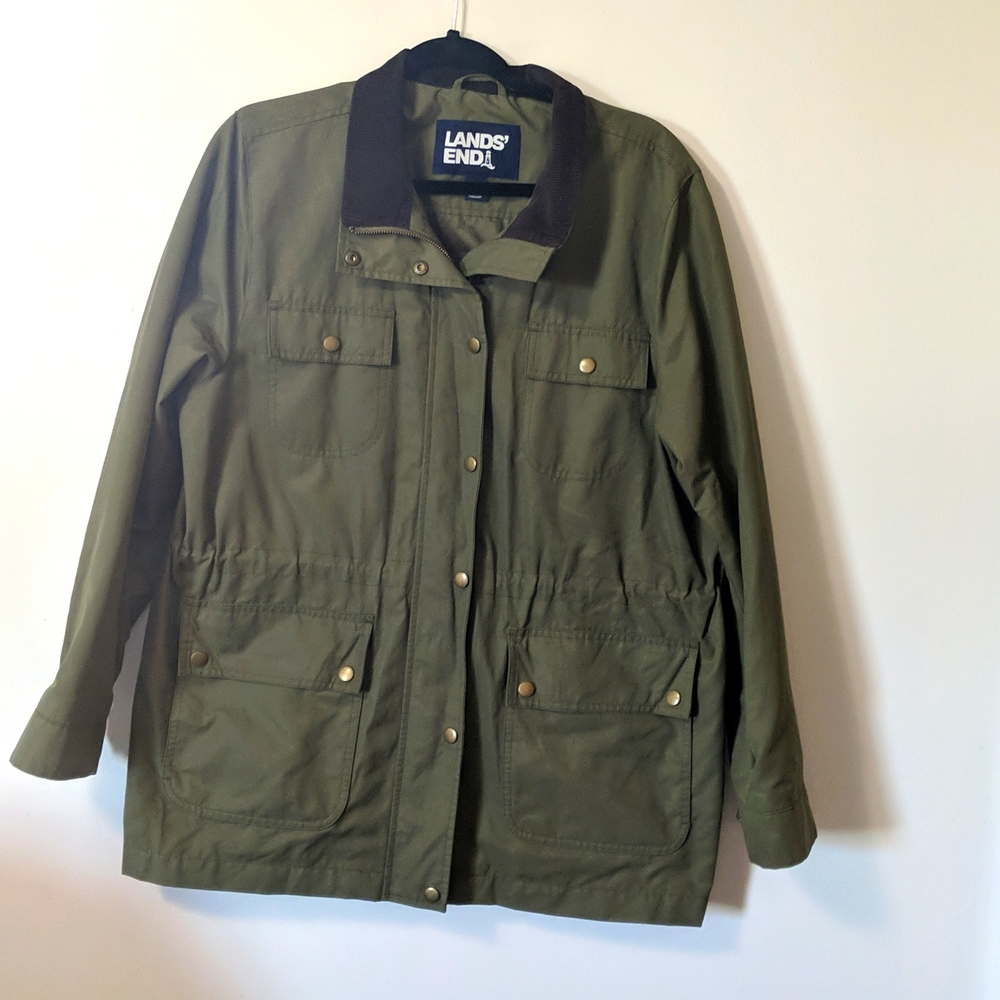Lands End Utility Jacket Olive size L 14 15